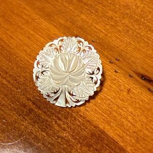 Vintage Intricate Mother of Pearl Carved Brooch
